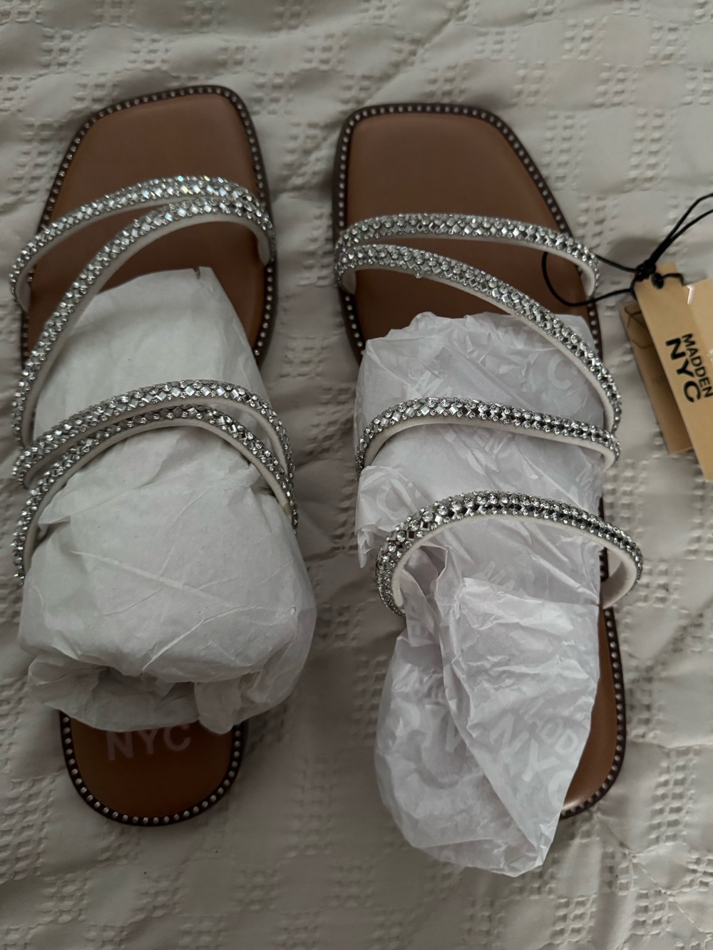 Women's Crystal-Strap Flat Sandals madden nyc size 11